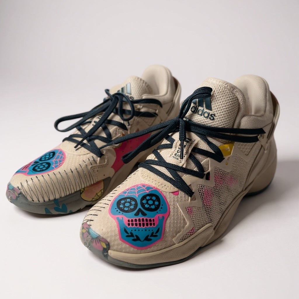 Adidas D.O.N. Issue 2 Shoes Size 10 White Dia De Los Muertos Sugar Skull Festive
